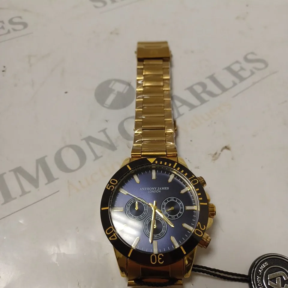 UNBOXED ANTHONY JAMES LONDON GOLD/NAVY WATCH 