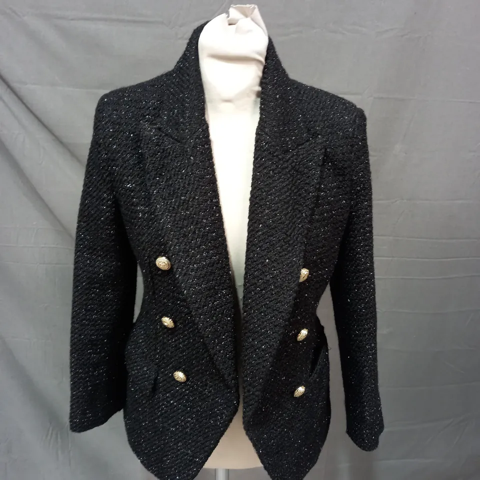 ZARA BLACK GLITTER BLAZER - EUR XS