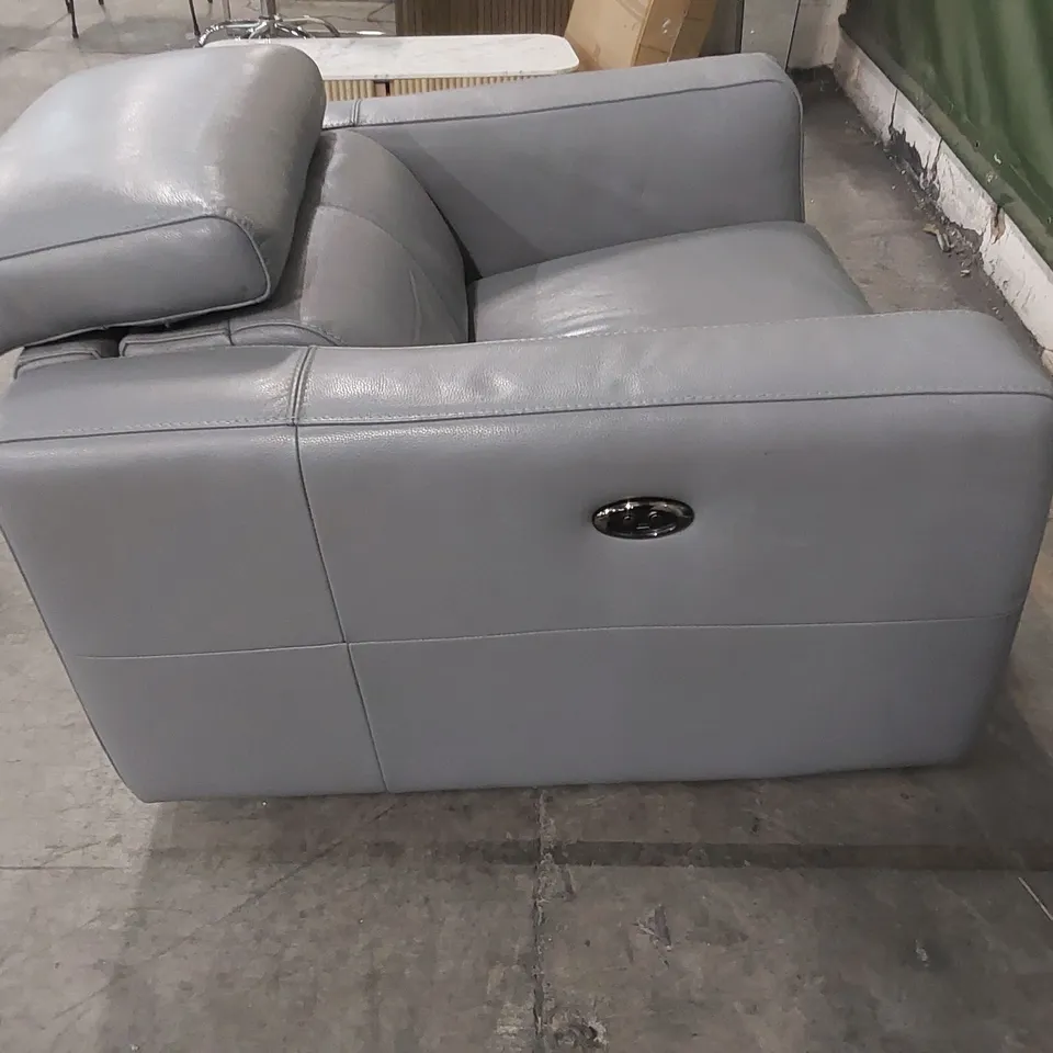 DESIGNER GREY LEATHER ELECTRIC RECLINER CHAIR - MISSING POWER SUPPLY 