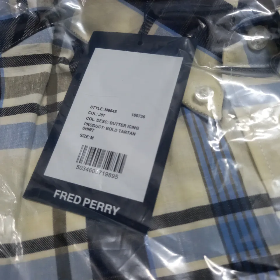 FRED PERRY BUTTER ICING BOLD TARTAN SHIRT - M