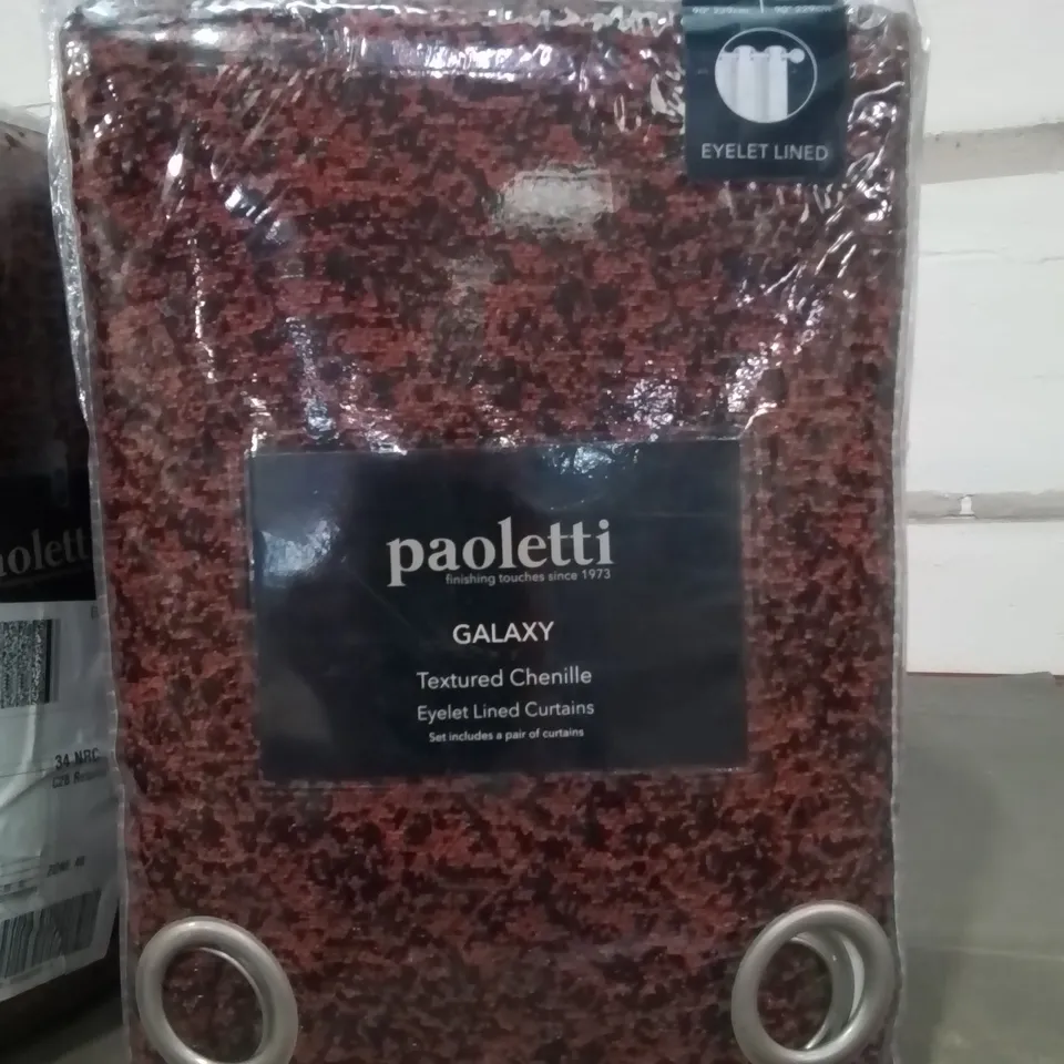 BAGGED PAOLETTI GALAXY TEXTURED CHENILLE EYELET LINED CURTAINS 90"×90"