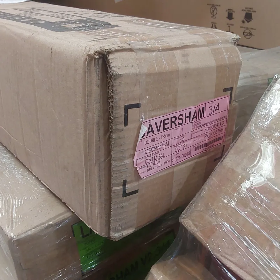 PALLET CONTAINING A VERY LARGE QUANTITY OF ASSORTED DESIGNER FURNITURE PARTS INCLUDING: BED PARTS ECT