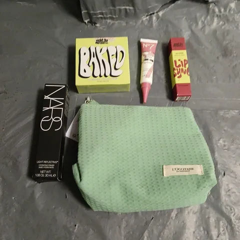 LOT OF 5 ASSORTED COSMETIC PRODUCTS TO INCLUDE N07 EYE CREAM, MADE BY MITCHELL LOOSE SETTING POWDER, NARS HYDRATING PRIMER, ETC