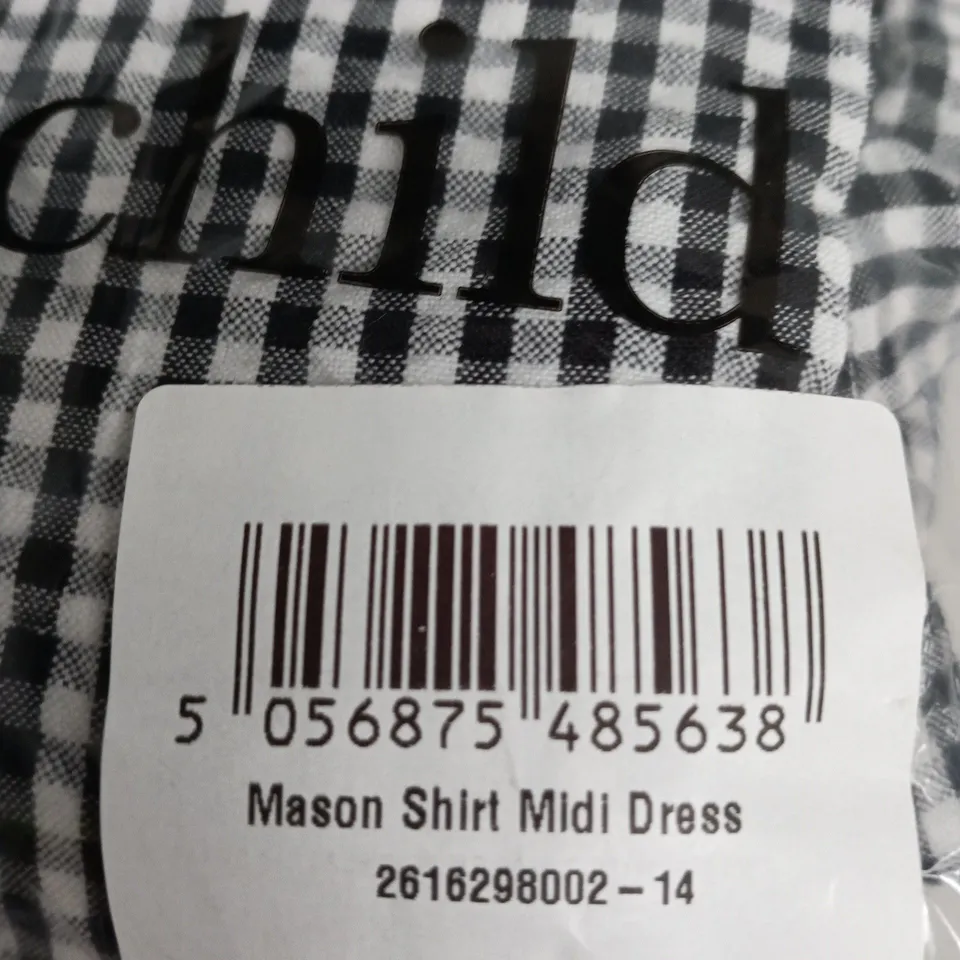 NOBODY'S CHILD MASON SHIRT MIDI DRESS – GINGHAM, UK SIZE 14