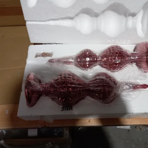 SET OF 2 DECORATIVE RED CHRISTMAS TREES