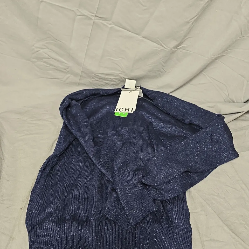 ICHI MARITIME BLUE LUREX KNIT JUMPER – WOMEN'S, SIZE M