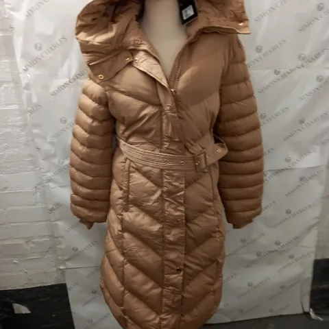 LUXE PARIS LADIES LONGLINE PADDED COAR IN CAMEL - 2XL