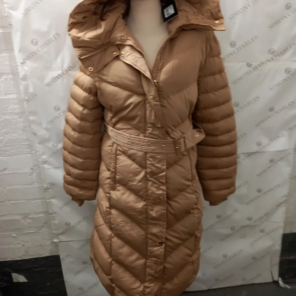 LUXE PARIS LADIES LONGLINE PADDED COAR IN CAMEL - 2XL