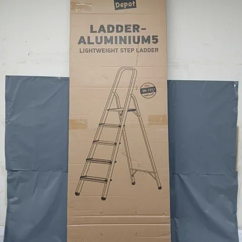 BOXED THE WORKPLACE DEPOT LADDER - ALUMINIUM5 LIGHTWEIGHT STEP LADDER - COLLECTION ONLY
