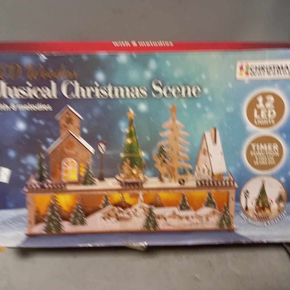 LOT OF 10 ASSORTED BRAND NEW SEASONAL ITEMS TO INCLUDE METAL TINS, MUSICAL CHRISTMAS SCENE AND LED TREE