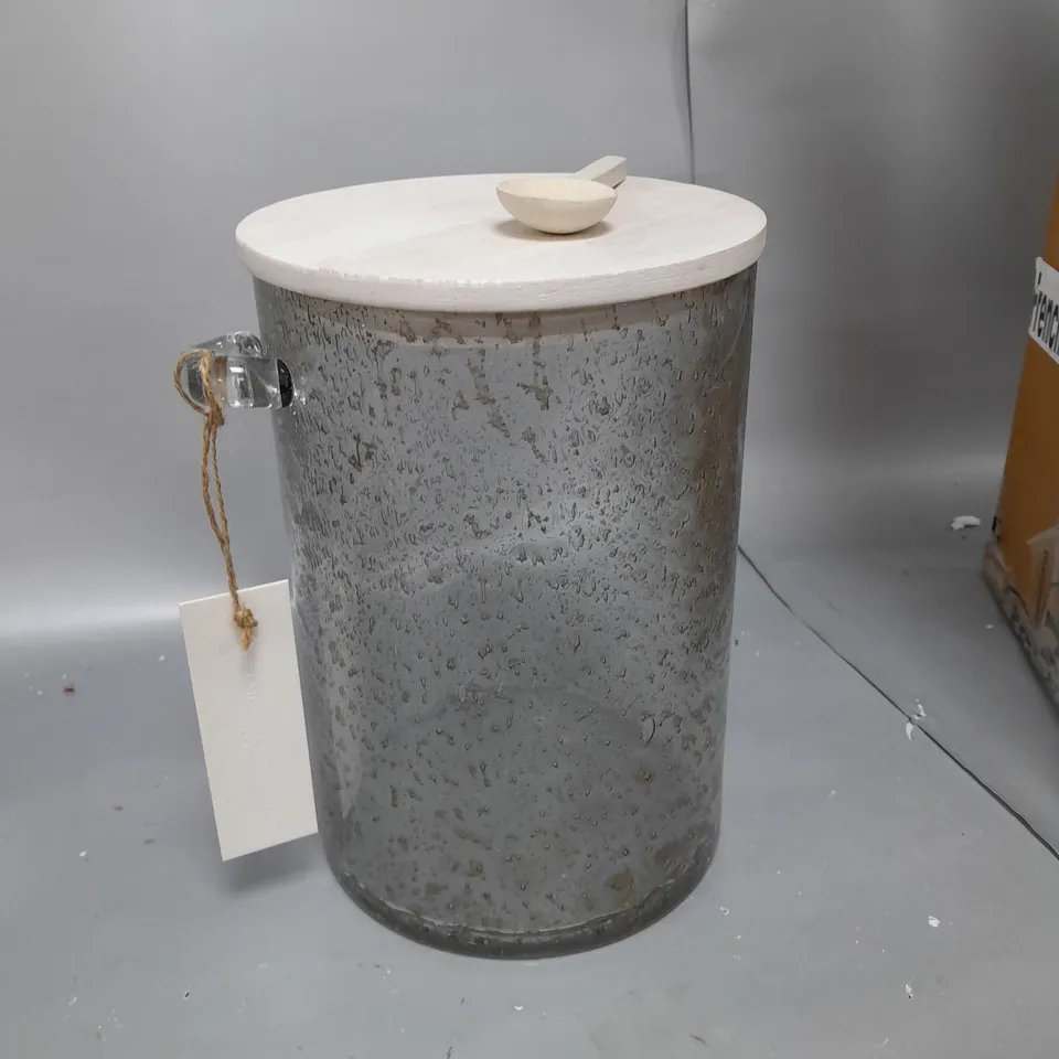 BOXED LARGE TRANSPARANT GLASS STORAGE JAR