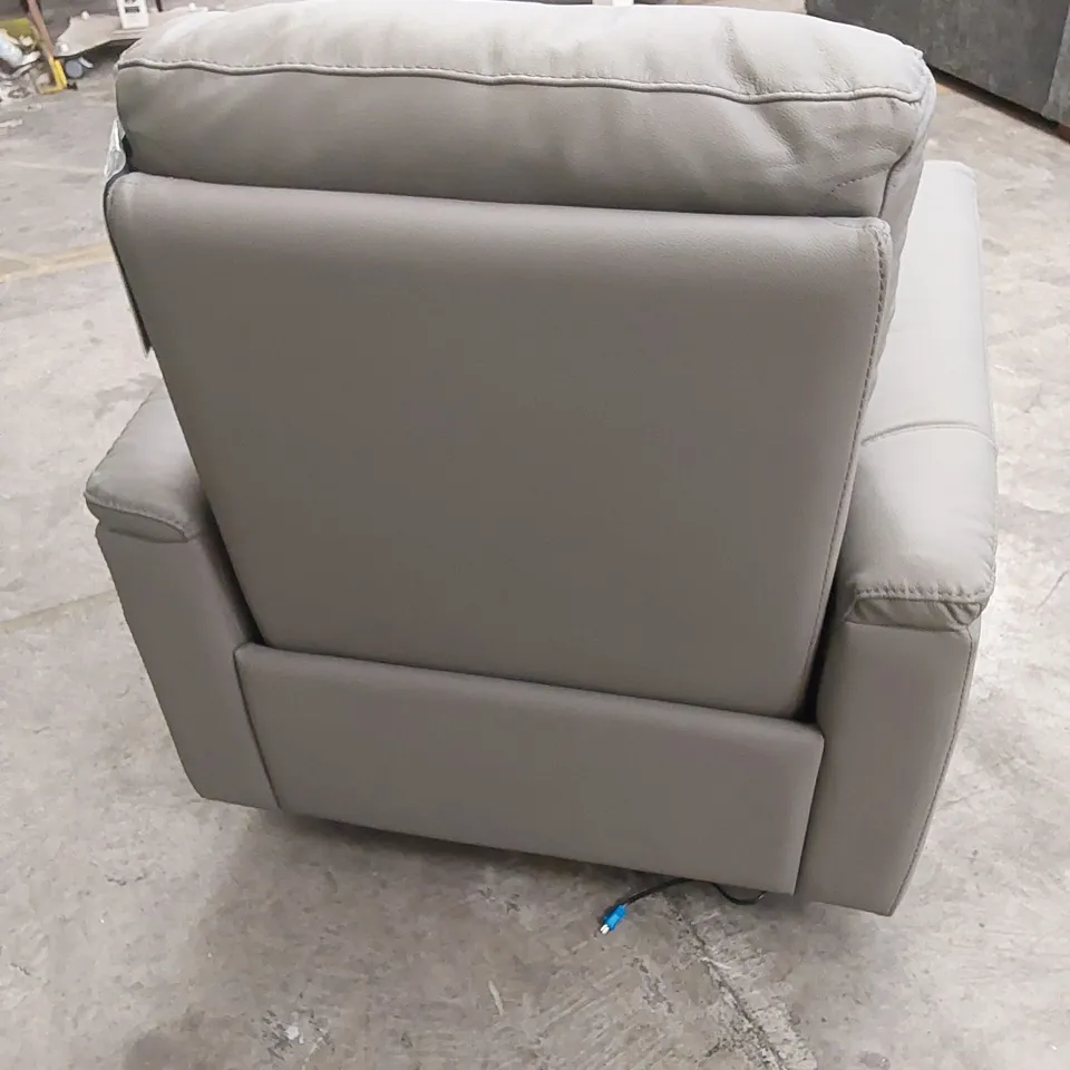 DESIGNER VIOLINO LEATHER UPHOLSTERED ELECTRIC RECLINER CHAIR - GREY
