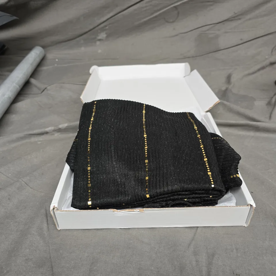BLACK SCARVES WITH GOLD DOTTED STRIPE PATTERN – SET OF 2
