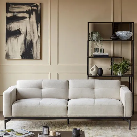 BOXED DANETTI COLTON IVORY CHENILLE 3 SEATER SOFA