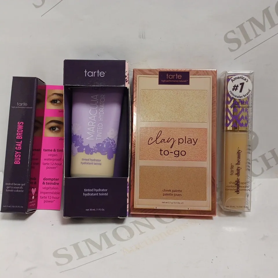 TARTE MAKE-UP SELECTION TO INCLUDE CLAY PLAY, TINTED HYDRATOR, BUSY GAL BROWS & CONTOUR CONCEALER