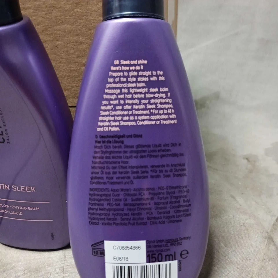 LOT OF 12 CLYNOL KERATIN SLEEK 150ML BLOW DRYING BALMS