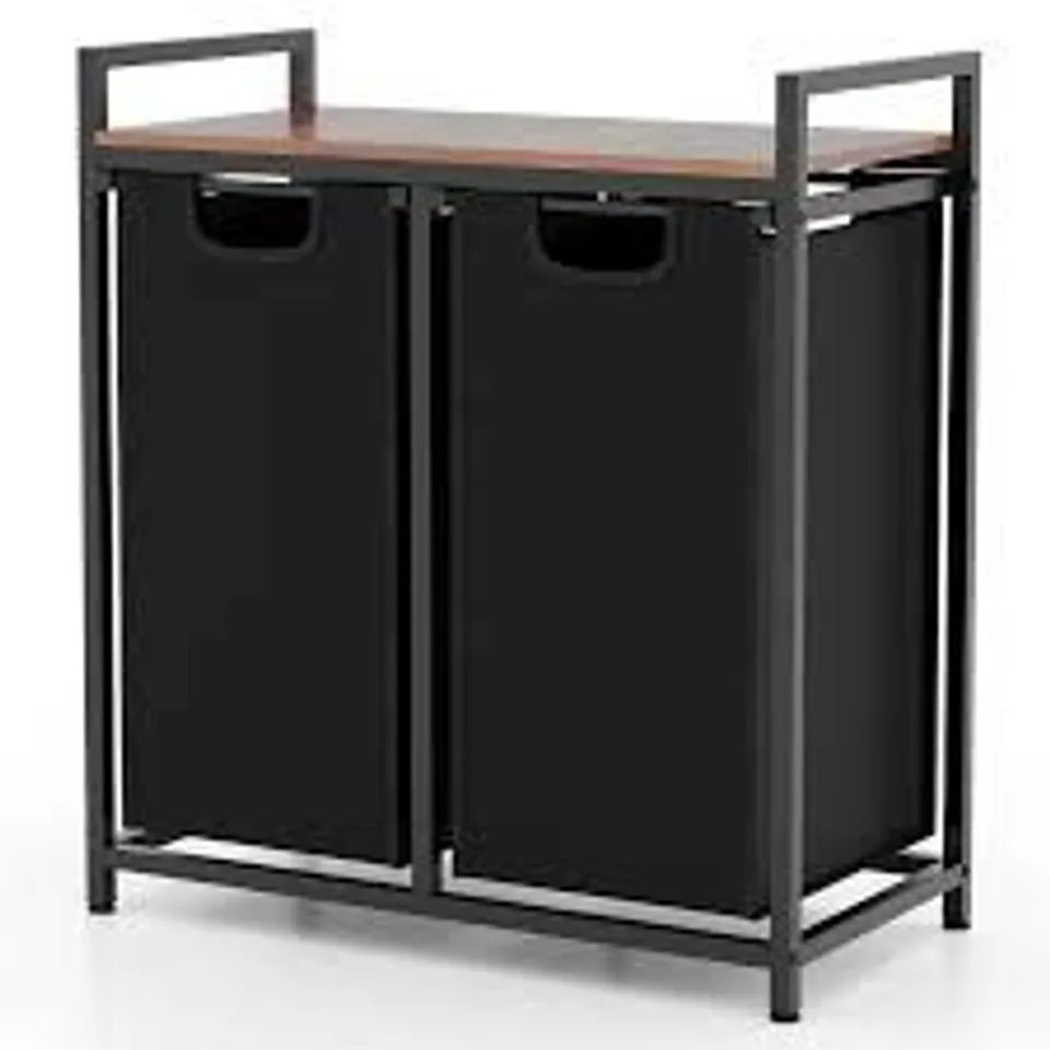 BOXED COSTWAY LAUNDRY HAMPER WITH SHELF LAUNDRY ORGANIZER WITH 2 REMOVABLE BAGS