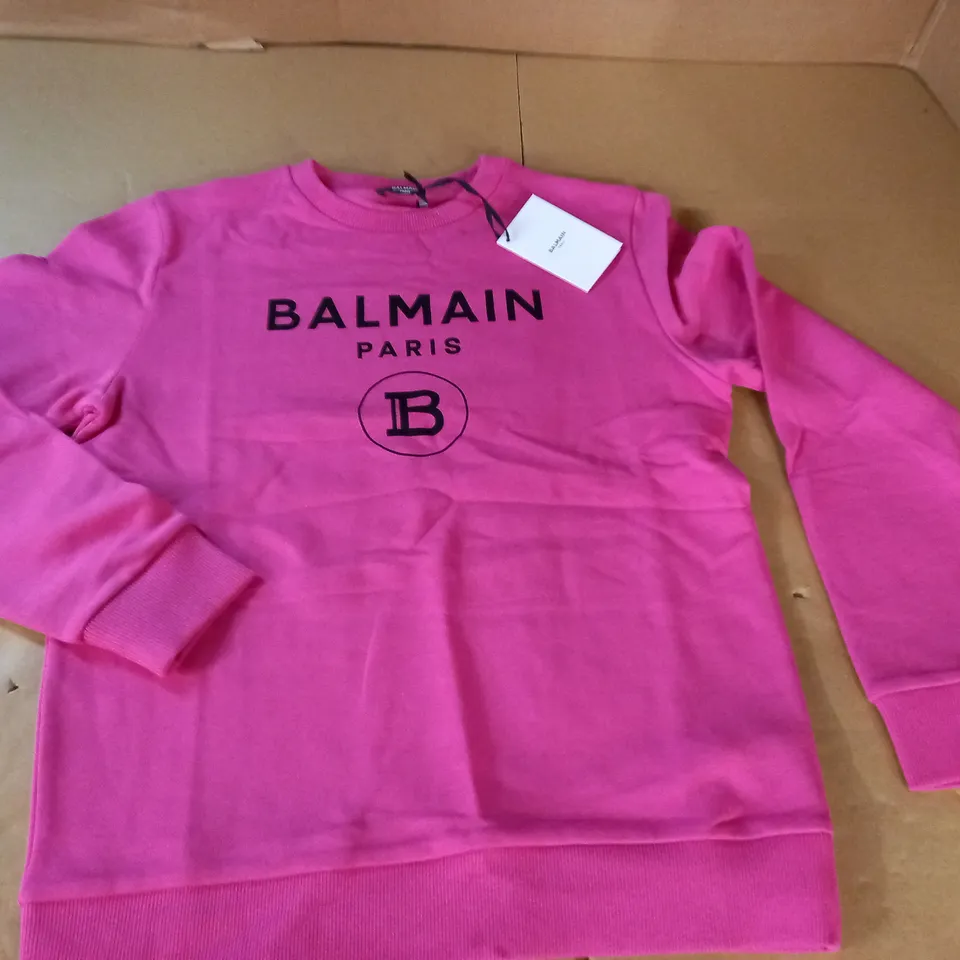 BALMAIN B LOGO PINK JUMPER - 14Y