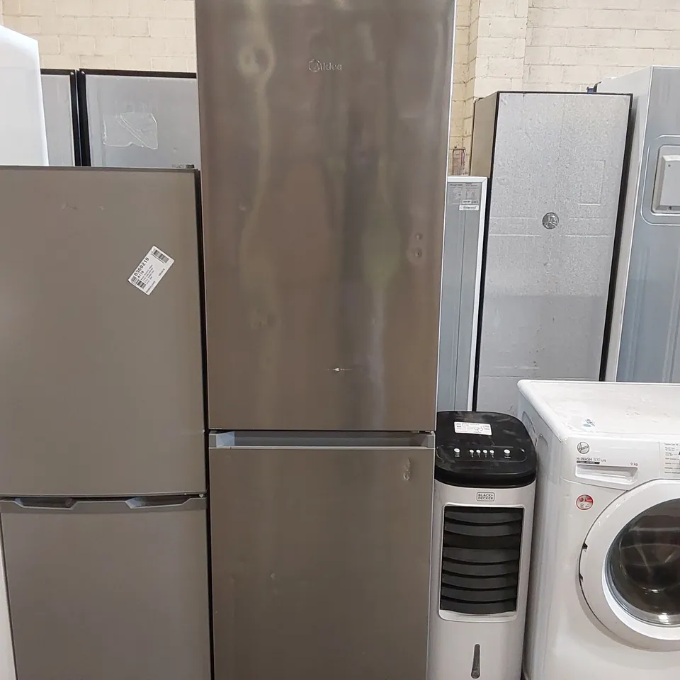 MIDEA MDRB379FGF02 FREESTANDING FRIDGE FREEZER, FROST FREE, 273L, 50/50 SPLIT, 173L FRIDGE+100L FREEZER WITH LED LIGHT, 54.7CM WIDE, INOX - UNPROCESSED RETURN 