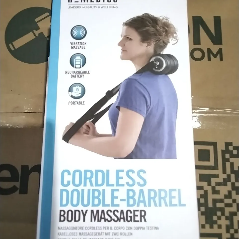 LOT OF 4 BOXED HOMEDICS CORDLESS DOUBLE-BARREL RECHARGEABLE BODY MASSAGER