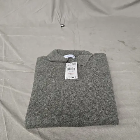 MANGO MEN'S GREY KNIT POLO JUMPER, UK SIZE S