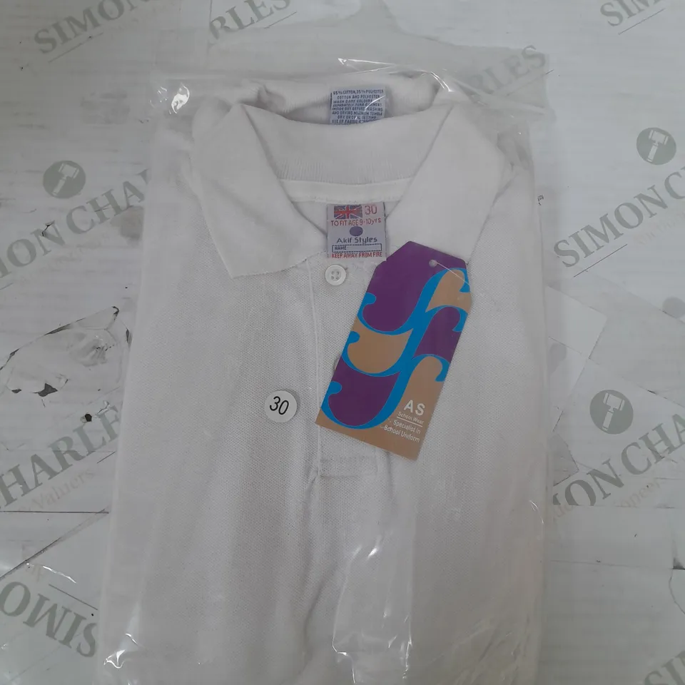 SET OF APPROX 15 AKIF STYLES SCHOOL WEAR BOYS POLO SHIRTS IN VARIOUS SIZES 
