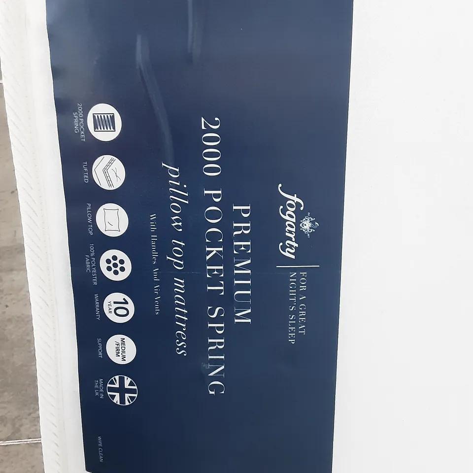 PREMIUM 2000 POCKET SPRING PILLOW TOP MATTRESS,  VARIOUS STAINS , 5FT 