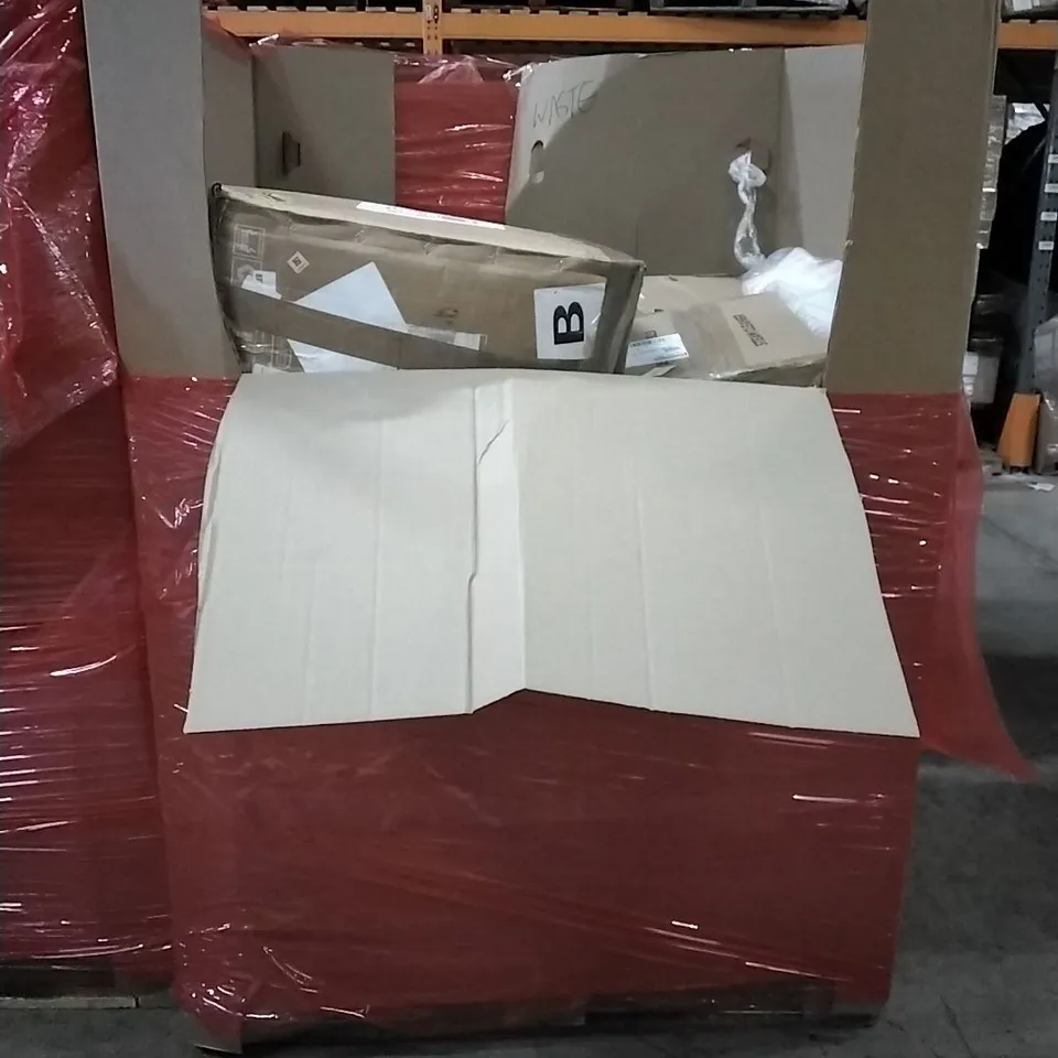 PALLET OF HOUSEHOLD ITEMS TO INCLUDE PLASTIC FENCE, CHAIR,RADIANT HEATER, FROZEN INFINITY 360 BLACK AND OTHER ASSORTED ITEMS...