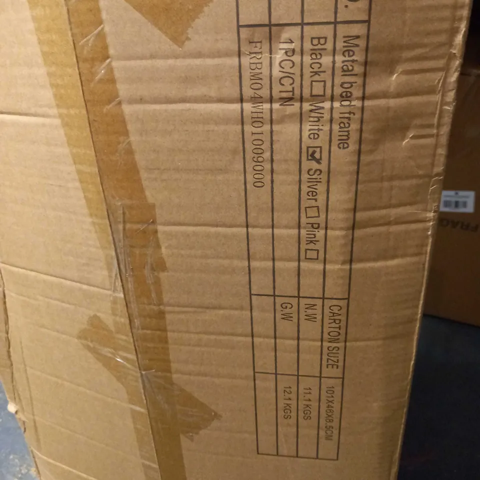 BOXED WHITE STEEL PIPE SINGLE BED