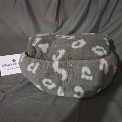 COZEE HOME OVERSIZED HOODED COATIGAN IN GREY LEOPARD SIZE S/M