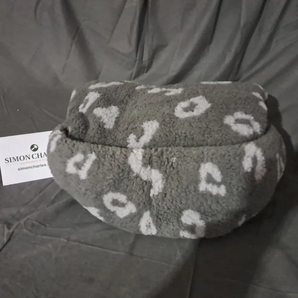 COZEE HOME OVERSIZED HOODED COATIGAN IN GREY LEOPARD SIZE S/M