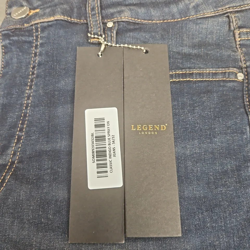 LEGEND LONDON CLASSIC INDIGO BLUE JEANS, UK 34/32