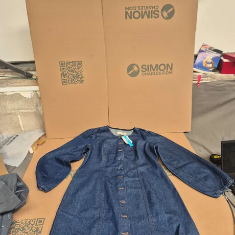NOBODY'S CHILD DENIM SHIRT MINI DRESS - BLUE, UK 18 (EU 46, USA 14)