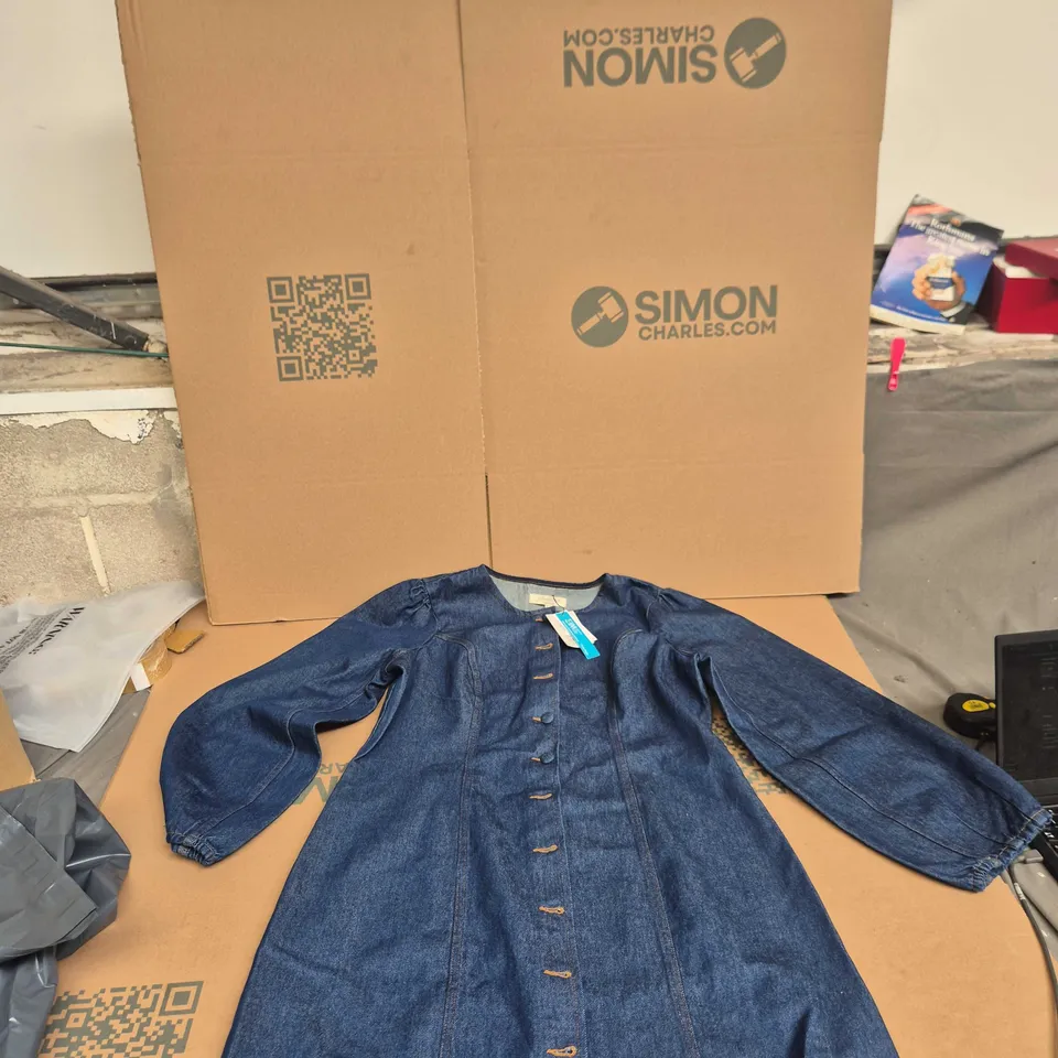 NOBODY'S CHILD DENIM SHIRT MINI DRESS - BLUE, UK 18 (EU 46, USA 14)