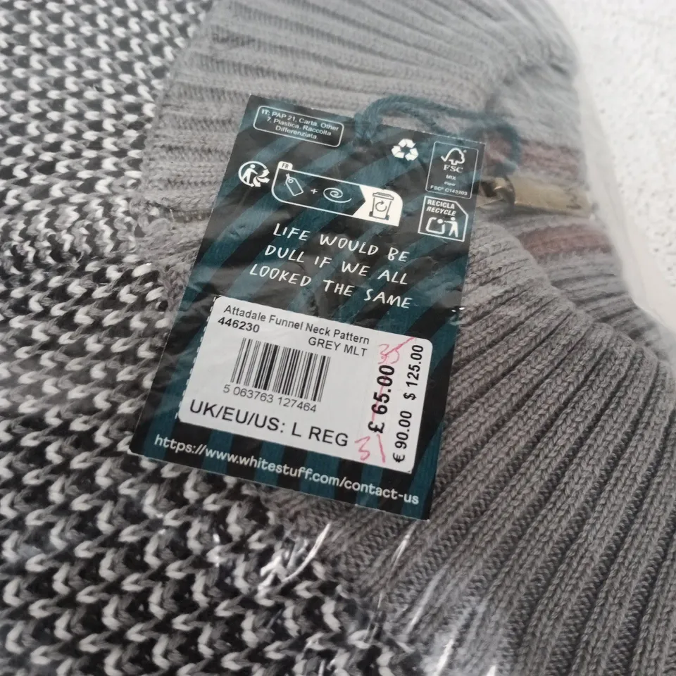 WHITE STUFF ATTADALE FUNNEL NECK KNIT – GREY UK L