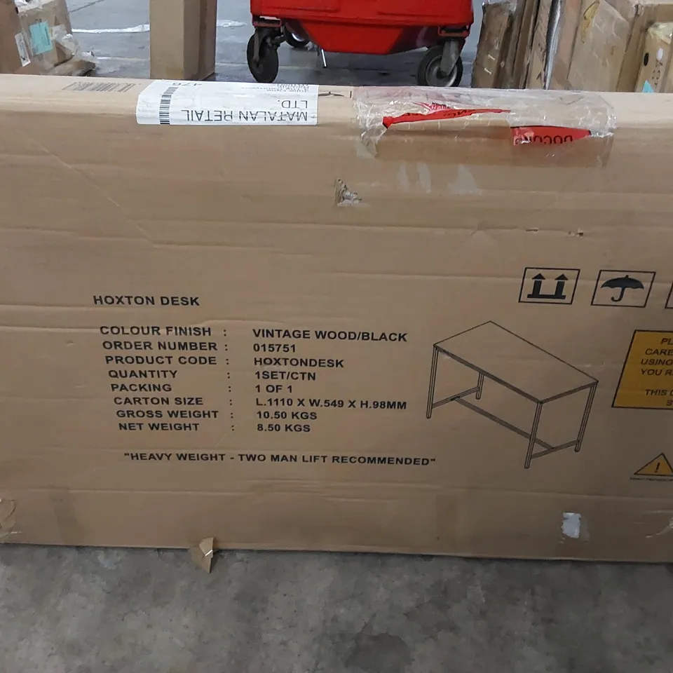 BOXED HOXTON VINTAGE DESK - WOOD/BLACK (1 BOX)