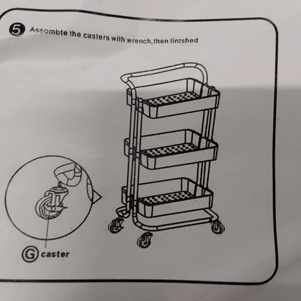 BOXED WHITE MOBILE STORAGE TROLLEY (1 BOX)