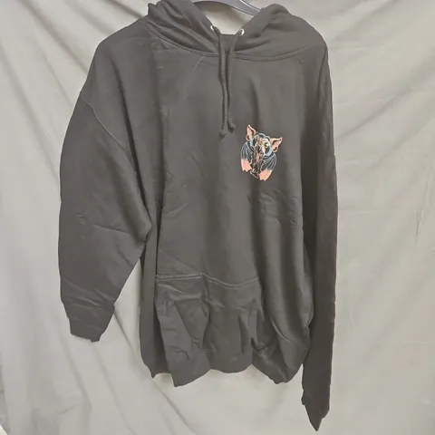 BLACK HOODIE WITH LARGE BAT GRAPHIC ON BACK – UNBRANDED SIZE XL