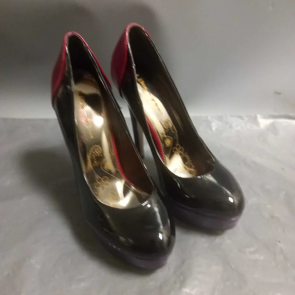 LIKE YOU LADIES HIGH HEELED SHOES MULTI-COLOURED PATENT SIZE EU 36
