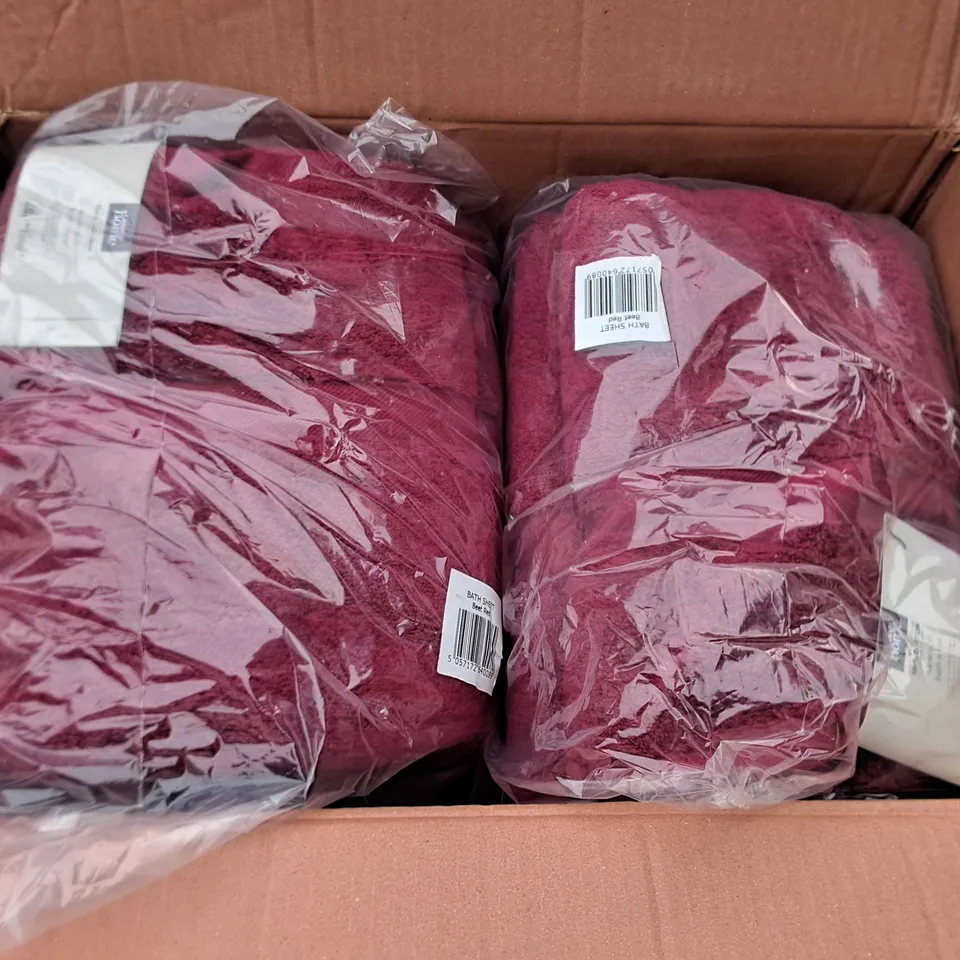 LOT OF 12 BRAND NEW SUPERSOFT BATH SHEETS IN BEET RED