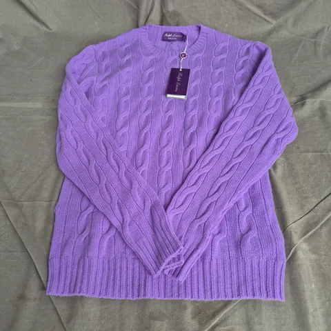RALPH LAUREN CABLE KNIT SWEATER IN PURPLE SIZE L