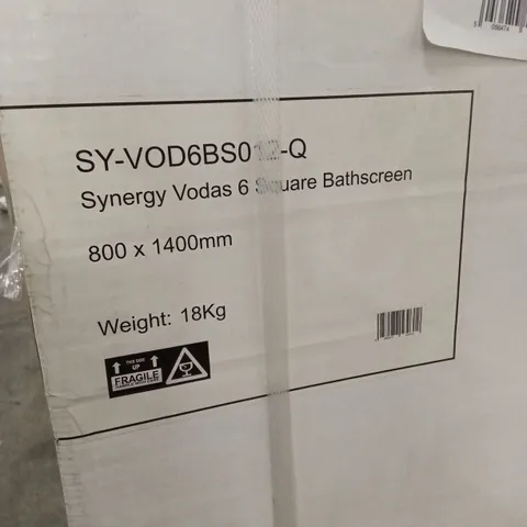BOXED SYNERGY VODAS 6 SQUARE BATHSCREEN - 800 x 1400mm