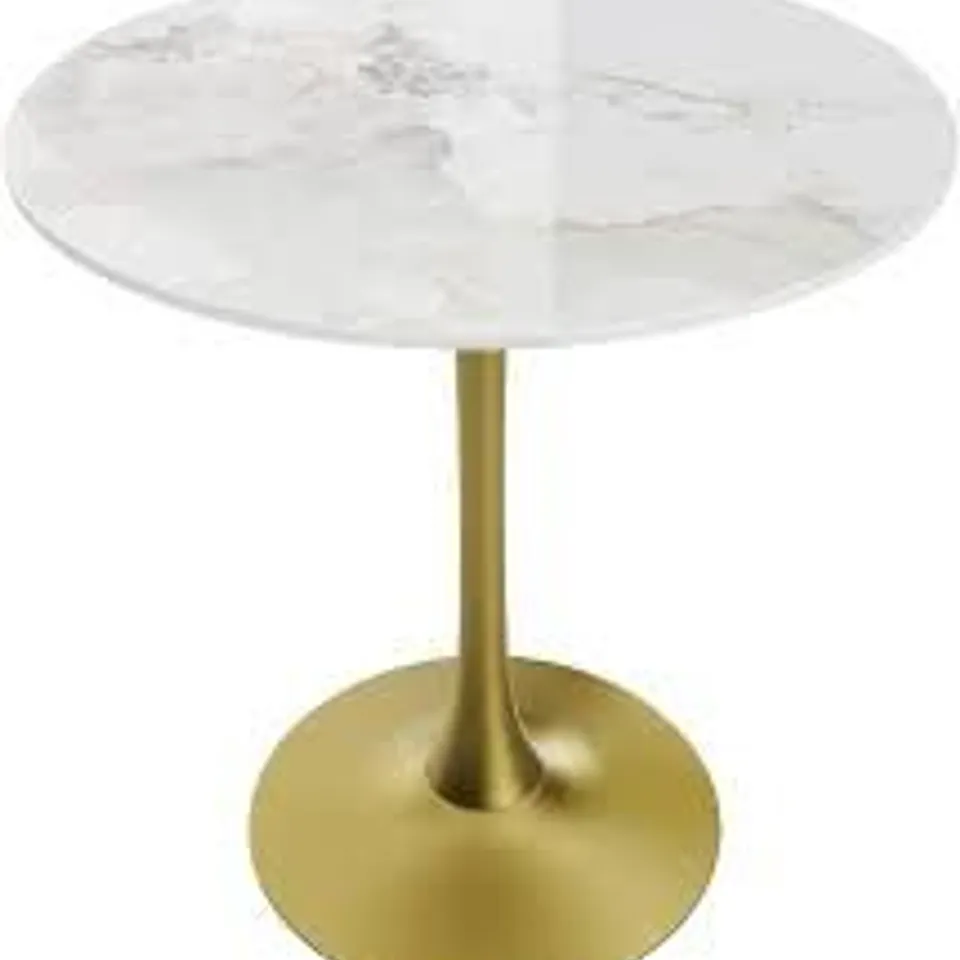 BOXED DINING TABLE MODERN ROUND KITCHEN TABLE WITH METAL PEDESTAL BASE (1 BOX)