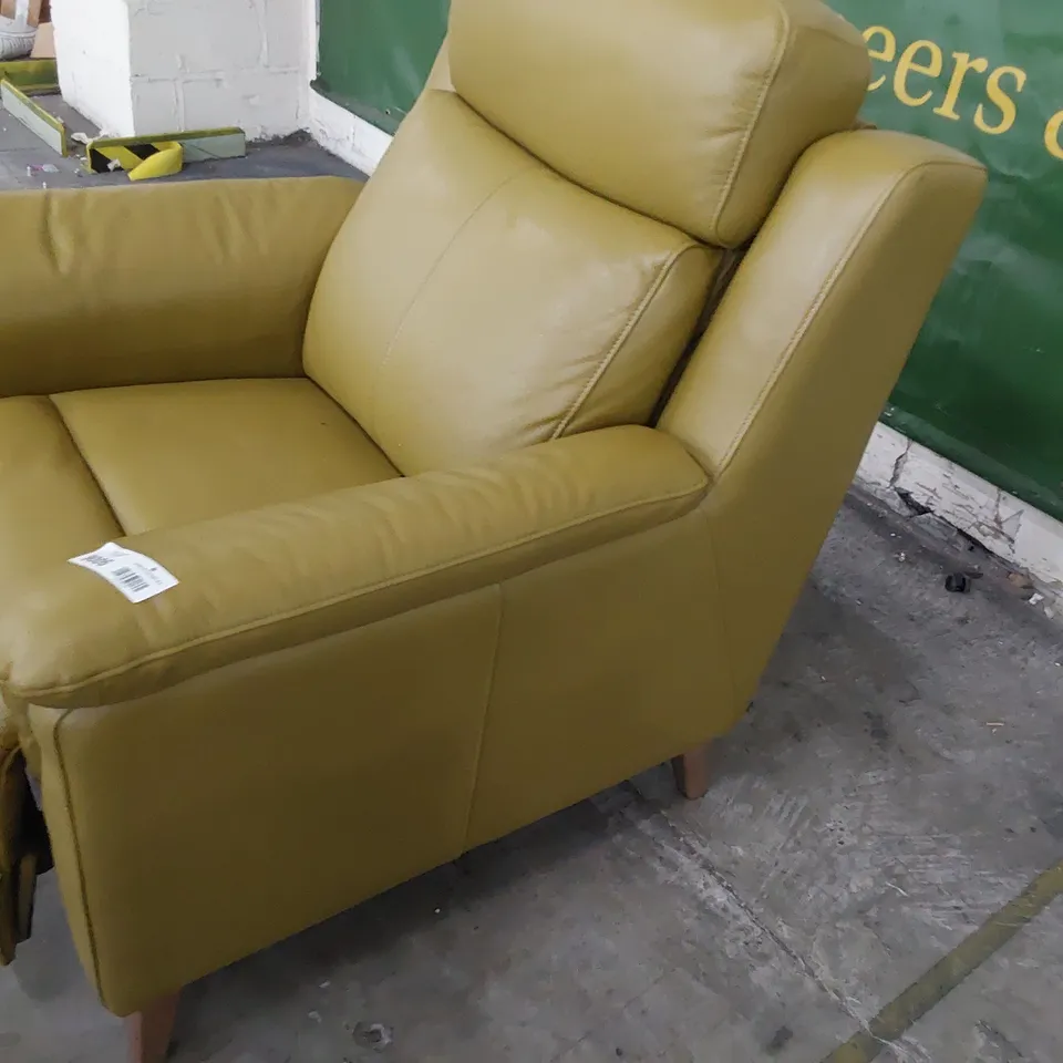 DESIGNER POWER RECLINING EASY CHAIR SAND LEATHER 
