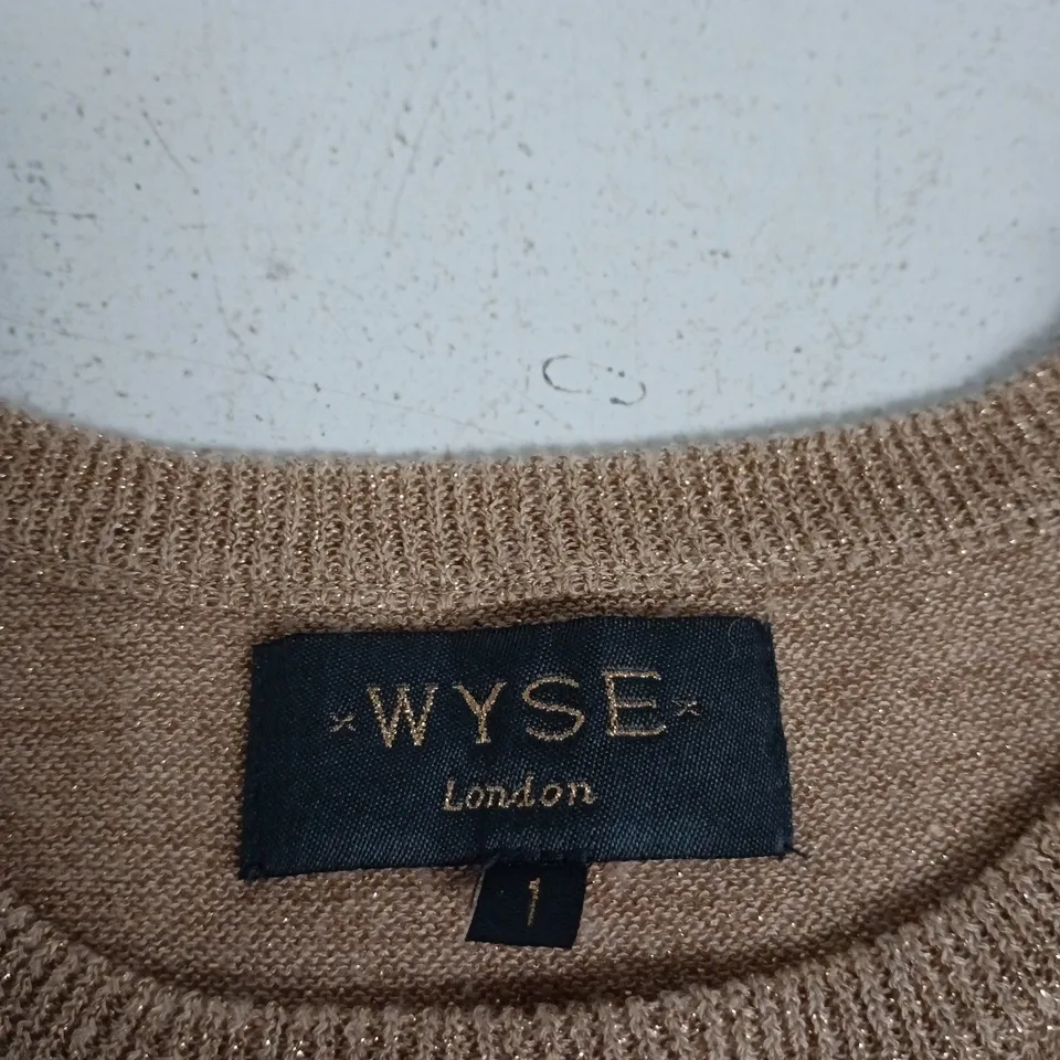 WYSE LONDON KNIT TOP – GOLD SPARKLE, SHORT SLEEVES, SIZE 1