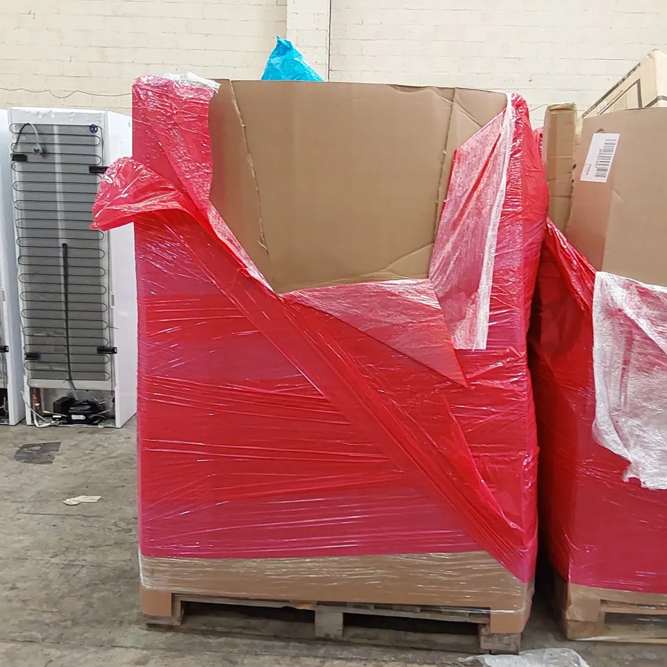 PALLET OF ASSORTED ITEMS INCLUDING: AIR FRYER, PET BEDS, DRYING RACKS, INTEGRATED LIGHT FIXTURE