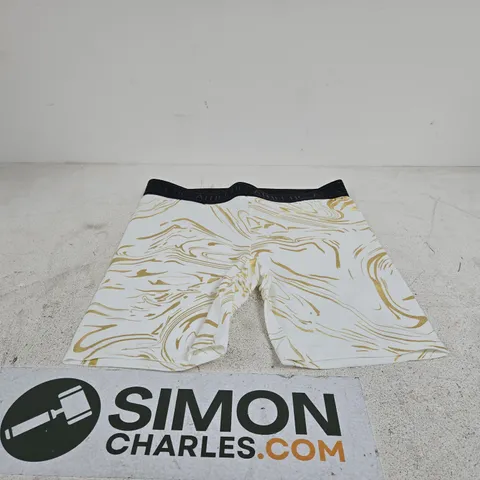 LASCANA ACTIVE WHITE/GOLD CYCLING SHORTS LARGE