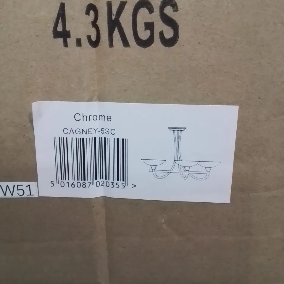 BOXED ENDON 5 LIGHT CEILING FITTING SATIN CHROME