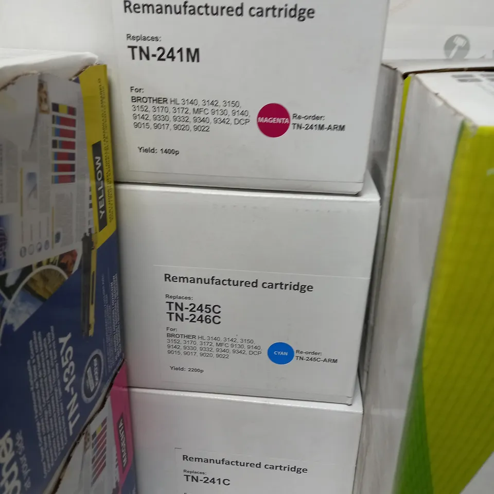 LOT OF 9 ASSORTED PRINTER ITEMS TO INCLUDE HP MAINTENANCE KIT ML-PMK65K/SEE AND VARIOUS TONER CARTRIDGES