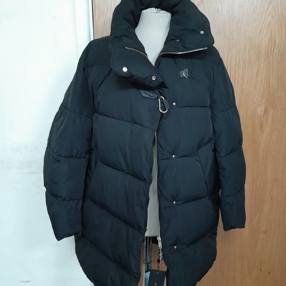 MASSIMO DUTTI PUFFED COAT IN BLACK WITH GOLD DETAILS SIZE S